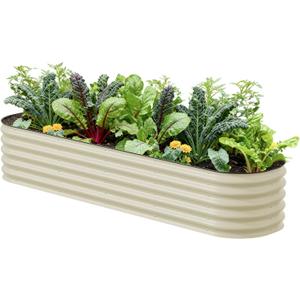 Vego garden Raised Garden Bed Kits, 17" Tall 9 in 1 8ft X 2ft Metal Raised Planter Bed for Vegetables Flowers Ground Planter Box-Pearl White
