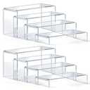 ZXQIRAX Acrylic Display Risers 8 Pcs - Clear Acrylic Shelves & Display Stand, Rectangular Risers for Cupcake, Retail & Desktop, 4 Sizes (7", 8", 9")