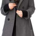 Tanming Women's Warm Double Breasted Wool Pea Coat Trench Coat Jacket with Hood (Medium, Grey)