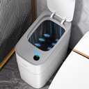 JOYBOS Small Bathroom Trash Cans with Lids,3.8 Gallon Slim White Plastic Automatic Garbage Can,Narrow Motion Sensor Waterproof Trash Bin for Bedroom, Toilet,Office