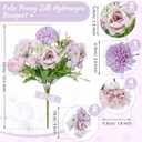 Lyrow 8 Pcs Peony Artificial Flowers Fake Silk Hydrangea Bouquet Elegant Peony Flowers for Wedding Decoration Faux Realistic Floral for Home Party Table Centerpieces Arrangement (Light Purple)