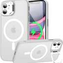 Goodon Magnetic for iPhone 11 Case with Screen Protector, Built-in Metal Camera Kickstand,[Compatible with Magsafe] [Wireless Charging] Matte Protective Phone Cover 6.1" for Men Women Girls - Clear