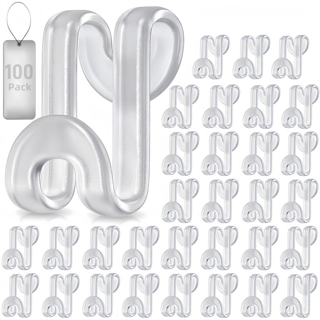 100Pcs Clothes Hanger Connector Hooks, Plastic Space Saving Heavy Duty Hanger Extender Clips for Closet Organizers, Clear