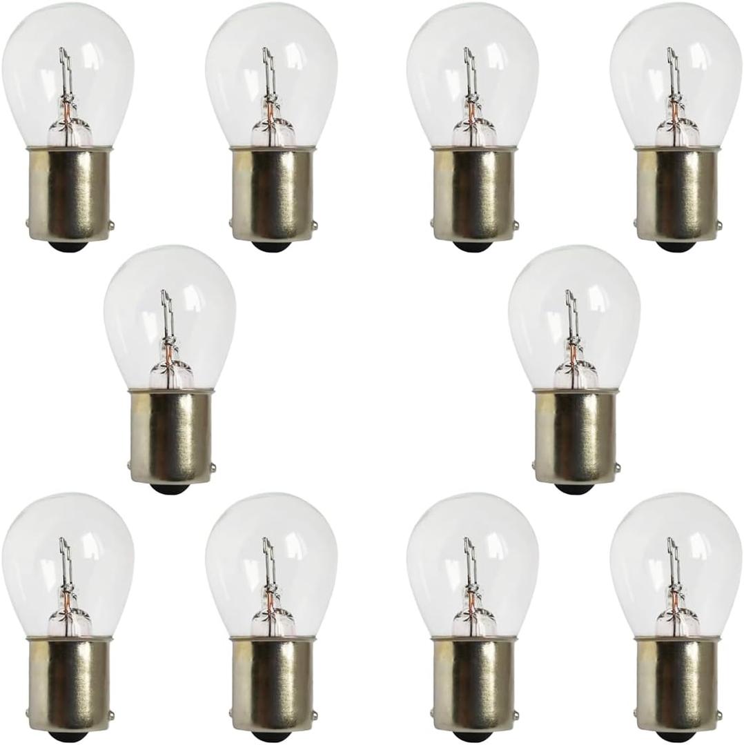 10PCS Car 1156 Turn Signal Light, P21W 1141 High Brightness Stable Filament Bulb, 12V 21W BA15S Waterproof Halogen Bulb Replacement, Car/Motorcycle Taillight Parking Light (Clear)