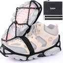 Sfee Ice Cleats for Walking on Ice Snow Grips Crampons Traction for Shoes/Boots, Anti-Slip Portable Flexible Footwear for Walking Climbing Hiking Fishing Outdoor Running with 2 Adjustable Straps (Medium, Black)