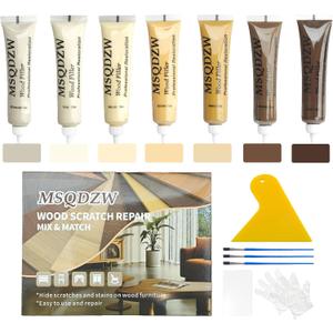 Wood Repair Kit, 13Pcs Wood Filler Repair kit, Wood Scratch Repair for Wooden Furniture, Floor, Table, Door, Cabinet Discoloration, Wood Touch Up Fillers, Wood Stain Paint, Oak