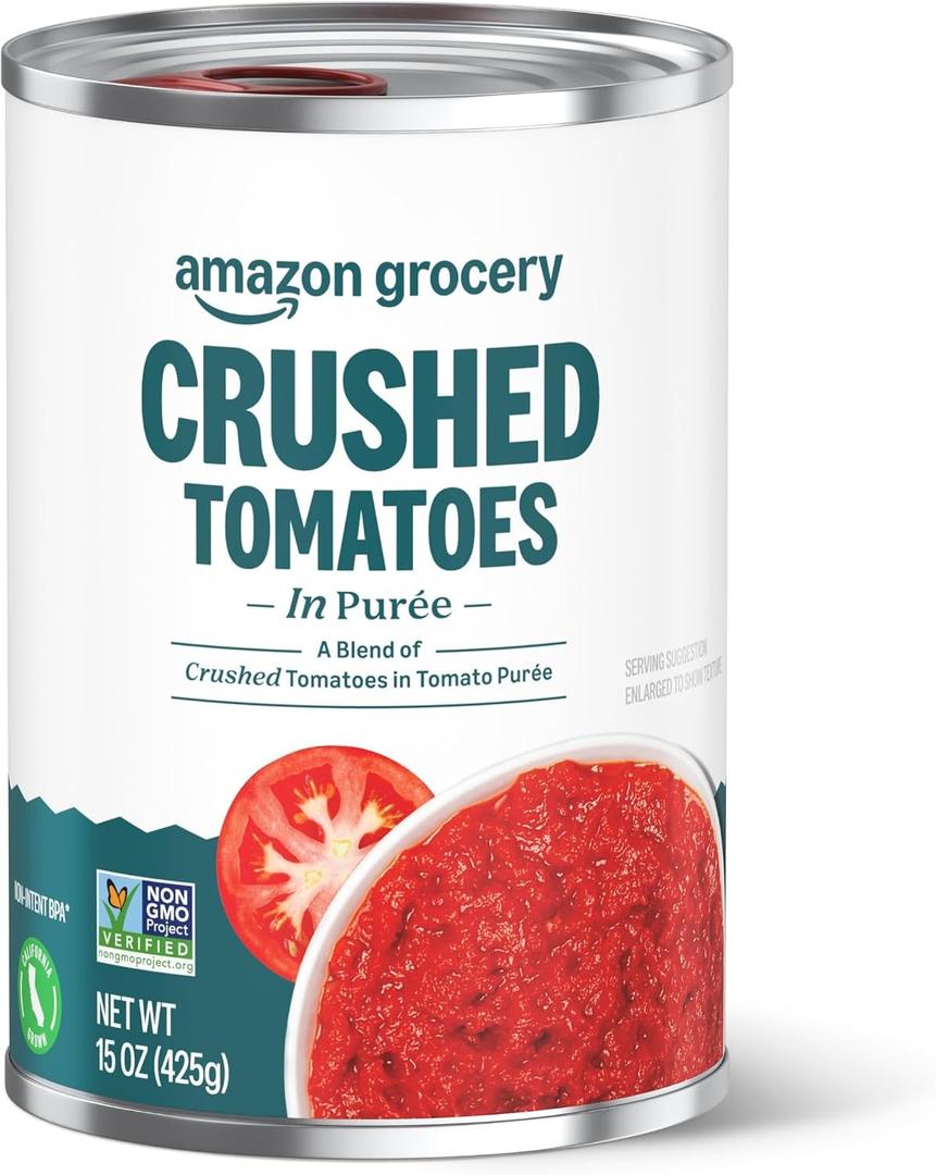 Amazon Fresh, Crushed Tomatoes in Purée, 15 Oz (Previously Happy Belly, (Pack of 6)BB: Sep 012028