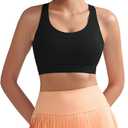 RUNNING GIRL Sports Bras for Women High Support,Racerback Molded Cup Sports Bra with Sewn in Pads (Black, M)