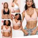 Vertvie Jelly Wireless Bras for Women Push Up Plunge Seamless T-Shirt Bras No Underwire Supportive Full Coverage Bralettes (Beige, L)