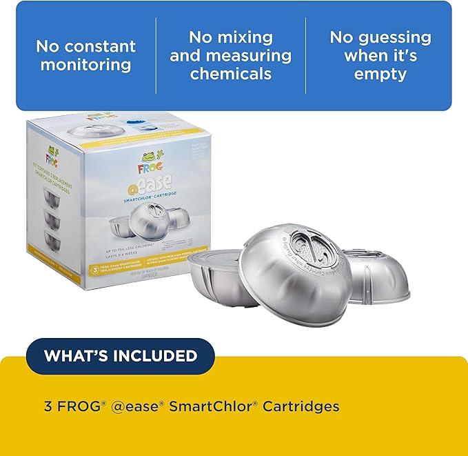 FROG @Ease Replacement SmartChlor Cartridge for use with Hot Tub FROG @Ease Floating System - Hot Tub Sanitizer System Supports Less Chlorine Use - Pack of 3 