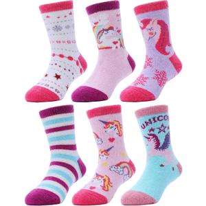 ANTSANG Kids Merino Wool Hiking Socks for Toddlers Boys Girls Warm Thick Thermal Crew Boot Heavy Cozy Gift Socks 6 Pairs (4-7 Years)