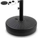 Heavy Duty Umbrella Round Base Stand with Steel Umbrella Holder, Water or Sand Fillable for Outdoor, Patio, Market, Lawn, Garden, 50lbs Weight Capacity, 20inch (Black)