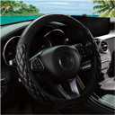 Car Steering Wheel Cover, 14.5-15inch Leather Anti-Slip Car Wheel Cover Protector, Safety Comfortable Desgin, Universal Auto Steering Wheels Accessories for Cars Truck SUV (Black)