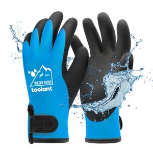 toolant 100% Waterproof Gloves for Men and Women, Winter Work Gloves for Cold Weather, Touchsreen, Thermal Insulated Freezer Gloves, With Grip, Blue, Medium