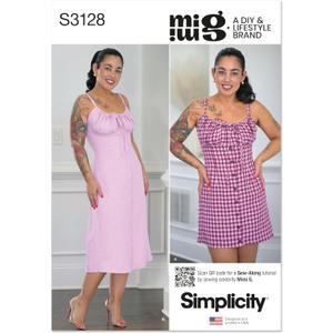 Simplicity SS3128K5 Misses' Fitted Mini and Midi Dress Sewing Pattern Packet by Mimi G Style, Design Code S3128, Sizes 8-10-12-14-16