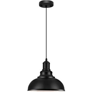 LOEHINLE Pendant Lighting Vintage Industrial Fixtures, Black Metal Farmhouse Lights, Ceiling Lamp for Kitchen Home Island Dining Room Bedroom, 11.4 inches
