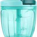 Ourokhome Manual Food Processor Vegetable Chopper, Portable Hand Pull String Garlic Mincer Onion Cutter for Veggies, Ginger, Fruits, etc., 900ml, Teal (Blue)