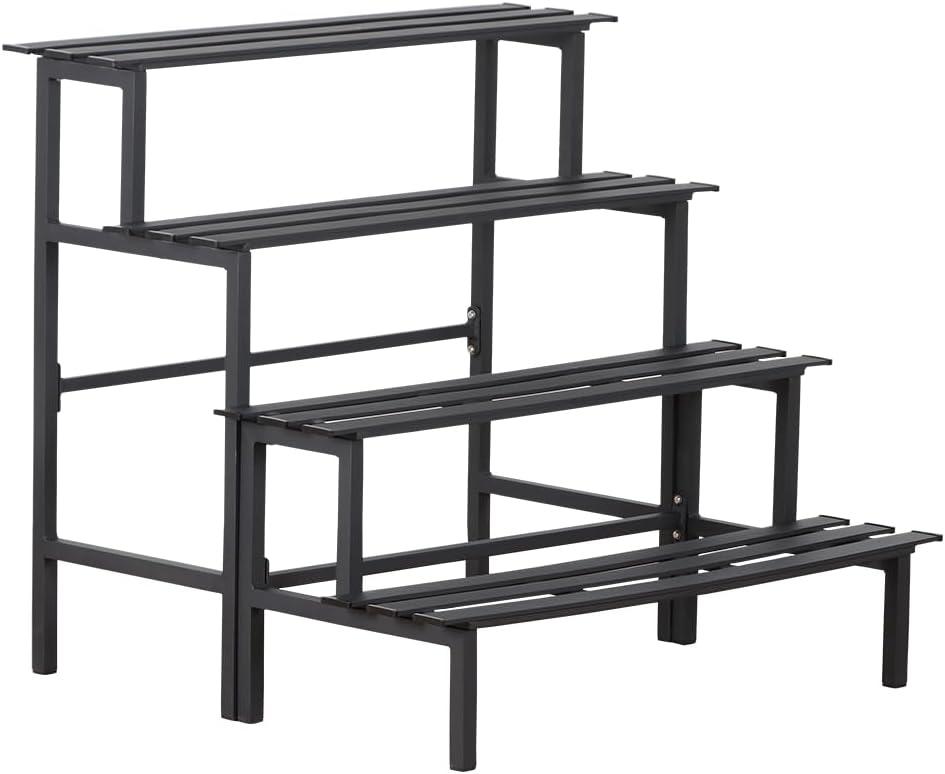 Aluminum Plant Stand - Indoor & Outdoor Ladder Display Shelf for Plants - Sturdy Space-Saving Utility Organizer for Patio, Balcony & Garden (4-Tier)