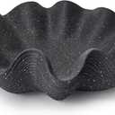 Scalloped Decorative Bowl Home Decor - 12.6" Modern Handicraft Large Shell Ruffle Decorative Fruit Bowl for Kitchen Counter, Chic Key Tray for Entryway Table, Starry Black