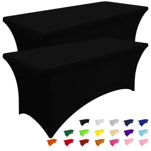 Smiry Spandex Table Cloth 4FT, Elastic Fitted Stretch Tablecloths, Washable and Wrinkle Free Rectangular Patio Table Cover for Outdoor, Wedding, Banquet & Parties (Black, 48Lx30Wx30H Inch)