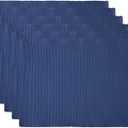 DII Basic Everyday Ribbed Tabletop 100% Cotton, Placemat Set, 13x19, Nautical Blue, 6 Piece
