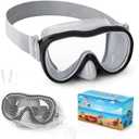 Kids Swim Goggles, Anti-Leak Snork Mask with Nose Cover & Elastic Fabric Strap, UV Protection Swimming Goggles for Kids Boys Girls (Grey)