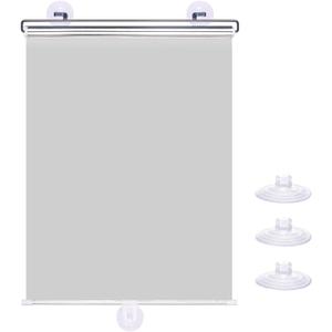 No Drilling Retractable Roller Window Shades W/3 Suction Cups, Black Blackout Blind Shade Temporary Cover Curtain for Home Bedroom Car (49.21" L22.83" W, Silver Coating)