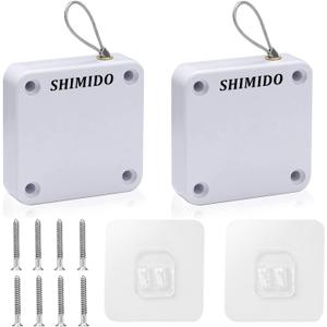 SHIMIDO Upgraded Punch-Free 1000g Automatic Screen Door Closer, Storm Door Closer, Sliding Screen Auto Door Closer with Steel Drawstring for Bathroom, Bedroom, Studyroom, etc.2 Pack White