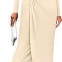 PRETTYGARDEN Women's Fall Cocktail Holiday Midi Dresses (Beige, XL)