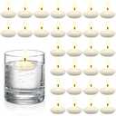Nuanchu 28 Pcs 1.5'' Unscented Floating Candles Bulk for Centerpieces Votive Floating Cylinder Vases Candles for Wedding Party Anniversary Decoration(White)