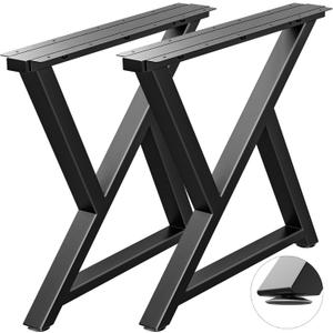TOCRETOARE Metal Table Legs Heavy Duty, 28”H x 35”W, Metal Furniture Legs for Dining Desk Bench and Coffee Table, Industrial Black DIY Iron Bench Legs, Set of 2