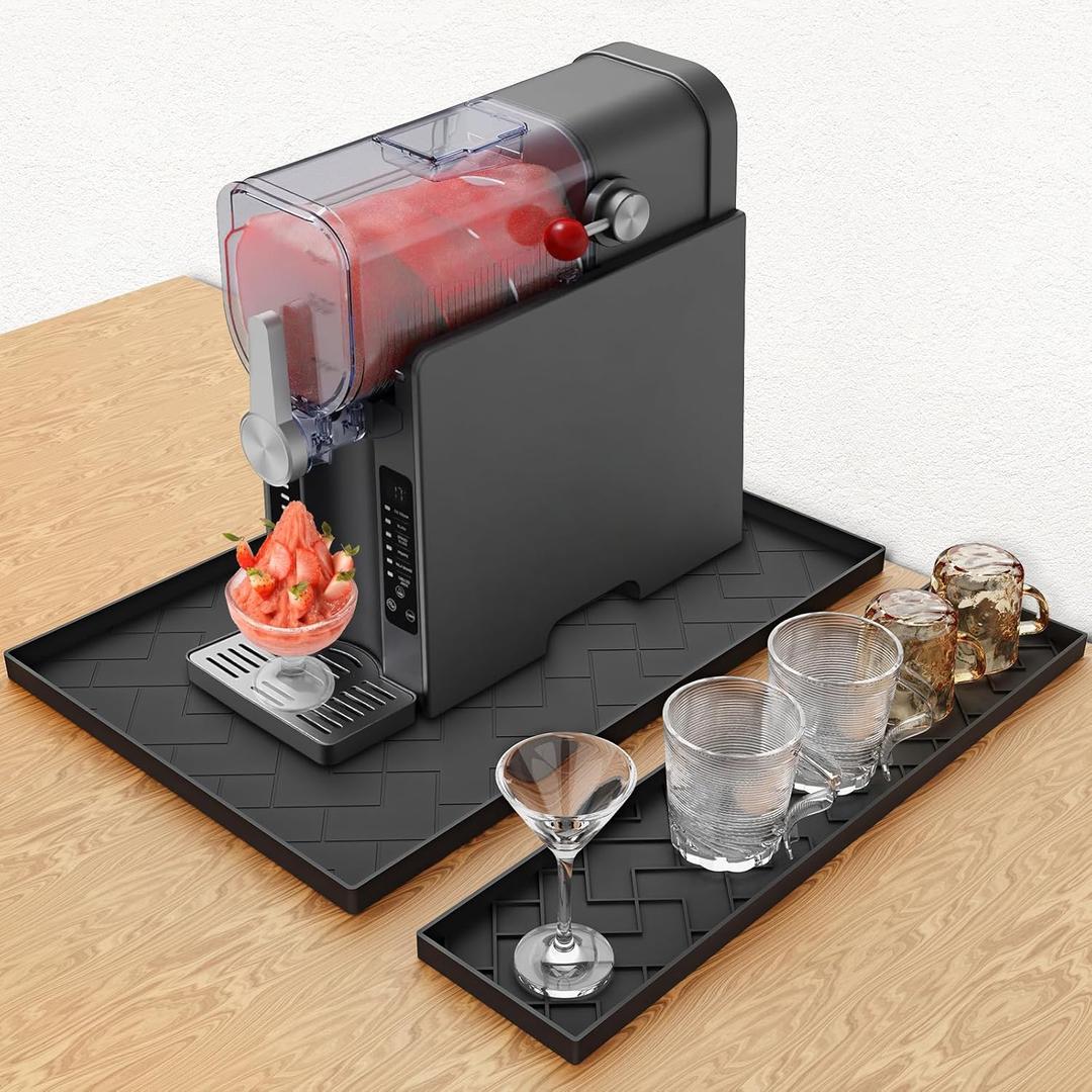 Silicone Mat for Ninja Slushie Machine&Ninja Creami- Removable 22.5"*15"*0.7" Countertop Protector Mat,Concave Convex Design, Leak-Proof and Slip-Resistant ice Gream Maker&Slushie Machine Accessories (Black)