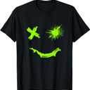 Green Grunge Smile Green Color Graphic T-Shirt (Black) size: 27" x 21"