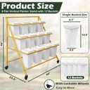PROLEE Flower Display Stand with 12 Buckets, Flower Cart 3 Layers, Flower Stand Metal with Wheels, Moving Florist Bouquet Shelf, Triangular Rack, Gold