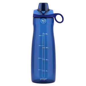 Pogo BPA-Free Tritan Plastic Water Bottle with Chug Lid, 40 Oz, Grey