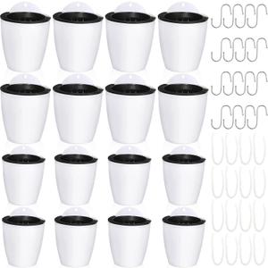 Amyhill 16 Pcs 5'' and 4.33'' Self Watering Hanging Planter for Indoor Plants Wall Planter with Hook and Absorbent Cotton Rope Wall Plant Holder Wall Mounted Planters White Flower Pots for Garden