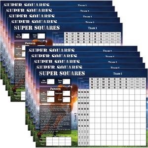 10 Pcs Large Football Squares Pool Board Football Pool Poster 100 Grids 18.9 x 26.8 Inch Game Party Supplies 2026 for Sports Party Decorations