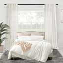 Natural 102 Inch Long Linen Sheer Curtains for Living Room 2 Panels Set Back Tab Pocket Light Filtering Large Window Curtain Drapes for Bedroom Patio Sliding Door Cream/Off White