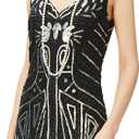 BABEYOND Women's Flapper Dresses 1920s V Neck Beaded Fringed Great Gatsby Dress (Black, L)