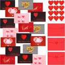 Yexiya 240 Sets Mini Valentine's Day Cards Assortment Bulk Love Heart Classroom Kids Greeting Foldable Wedding Flower Card with Envelopes and Stickers for Valentines Day