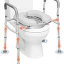 Toilet Seat Riser for Seniors, Raised Toilet Seat with Handles, 8-Level Height & 3-Level Width Adjustment, Fits Most​ Body Sizes and Toilets, for Pregnant & Disabled