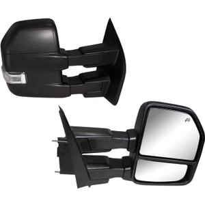 Towing Mirrors compatible for 2015 2016 2017 2018 2019 2020 Ford F150 Pickup Truck Side Mirrors with Turn Signal Lights Puddle Lights Auxiliary Lamp Power Heated Black Housing Chrome Pair