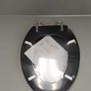 Black Elongated Toilet Seat Natural Wood Toilet Seat with Zinc Alloy Hinges, Easy to Install also Easy to Clean, Scratch Resistant Toilet Seat by Angol Shiold (Elongated, Black)