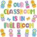 Spring Classroom Decorations, Our Classroom is in Full Bloom Word Wall Decor Set, 31Pcs Spring Bulletin Board & Wall Decorations Set for Teachers, Colorful Flower Classroom Decor