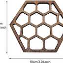 5 Pack Hollow Hexagon Wooden Coasters, Honeycomb & Bee Pattern Cup Pads, Decorative Wooden Wall Art Ornaments, Rustic Home Bar Decor & Housewarming Gift for Bee Lovers