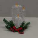 Christmas Tabletop Snow Globe Candle Water Spinning LED Lighted Acrylic Candle Décor Battery Operated Christmas Decoration (6.8" H x 4.8" W x 4.8" D) by Moments in Time