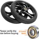 BlessReach 2PCS 8 Inch Walker Wheel, 5/16" (8 mm) Bearing Solid Replacement Wheels for,RollingWalker (8 Inch) (8mm)