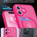 Magnetic Shockproof for iPhone 17 Case,[Full Camera Protection][Compatible with Magsafe][Non-Slip][Mil-Grade Protection] Slim Anti-Yellowing Translucent Matte Phone Case for iPhone 17,Hot Pink