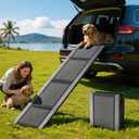 Foldable Dog Car Ramp Stairs, Lightweight Portable Pet Steps for Small, Medium & Large Dogs, Non-Slip SUV Dog Ladder for High Beds, Trucks & Cars, Supports Up to 150lbs