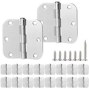 30 Pack Satin Nickel Door Hinges 3.5 inch Brushed Nickel Hinges Rounded 5/8" Radius Corners Bedroom Residential Standard Indoor Door Hardware Hinge